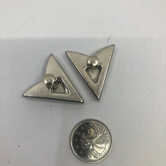 Vtg 1980 new deadstock screw silver tone collar tip tips western cowboy cowgirl - Picture 2 of 3